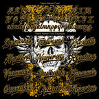 Custom Black Old Gold Skull With Wing 3D Bomber Full-Snap Varsity Letterman Jacket photo 5