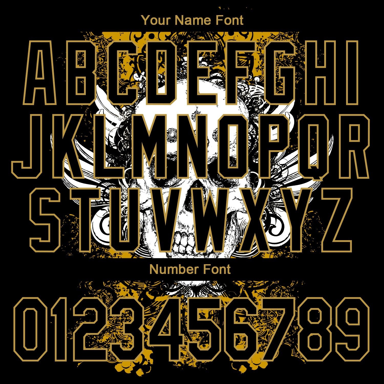 Custom Black Old Gold Skull With Wing 3D Bomber Full-Snap Varsity Letterman Jacket photo 6