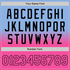Custom Light Blue Pink-Black Bomber Full-Snap Varsity Letterman Fade Fashion Jacket photo 6