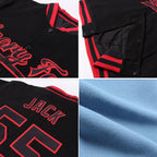 Custom Light Blue Red-White Bomber Full-Snap Varsity Letterman Two Tone Jacket photo 4