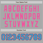Custom Gray Sky Blue Black-Pink Bomber Full-Snap Varsity Letterman Two Tone Jacket photo 6