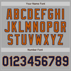 Custom Gray Navy-Texas Orange Bomber Full-Snap Varsity Letterman Two Tone Jacket photo 6