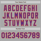 Custom Gray Purple-Orange Bomber Full-Snap Varsity Letterman Two Tone Jacket photo 7