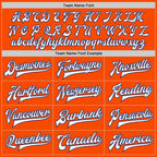 Custom Orange White-Royal Bomber Full-Snap Varsity Letterman Two Tone Jacket photo 5