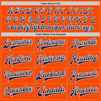 Custom Orange Navy-White Bomber Full-Snap Varsity Letterman Two Tone Jacket photo 6