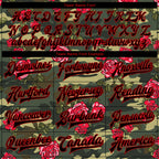 Custom Camo Black-Red Rose 3D Pattern Design Bomber Full-Snap Varsity Letterman Salute To Service Jacket photo 5