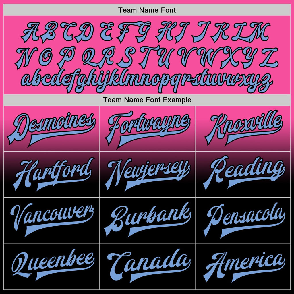 Custom Pink Light Blue-Black Bomber Full-Snap Varsity Letterman Fade Fashion Jacket photo 5
