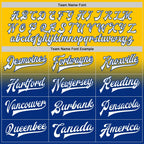 Custom Yellow White-Royal Bomber Full-Snap Varsity Letterman Fade Fashion Jacket photo 5
