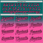 Custom Teal Pink-Black Bomber Full-Snap Varsity Letterman Fade Fashion Jacket photo 5