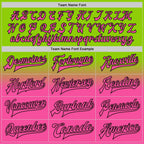 Custom Neon Green Pink-Black Bomber Full-Snap Varsity Letterman Fade Fashion Jacket photo 5