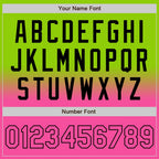 Custom Neon Green Pink-Black Bomber Full-Snap Varsity Letterman Fade Fashion Jacket photo 6