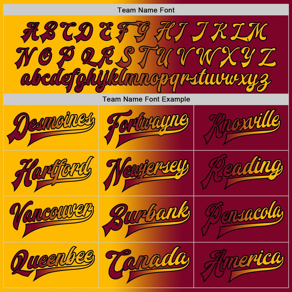 Custom Maroon Gold-Black Bomber Full-Snap Varsity Letterman Gradient Fashion Jacket photo 5