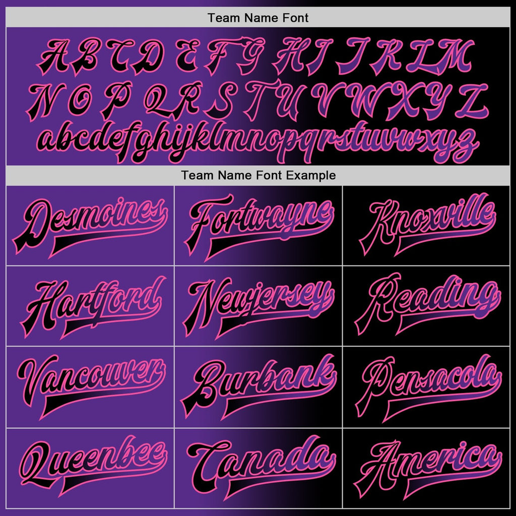 Custom Black Purple-Pink Bomber Full-Snap Varsity Letterman Gradient Fashion Jacket photo 5