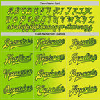 Custom Neon Yellow Neon Green-Navy Bomber Full-Snap Varsity Letterman Gradient Fashion Jacket photo 5