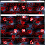 Custom Black Red Rose 3D Pattern Design Bomber Full-Snap Varsity Letterman Jacket photo 5