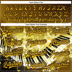 Custom Brown Gold-Black Piano Music Festival 3D Pattern Design Bomber Full-Snap Varsity Letterman Jacket photo 5