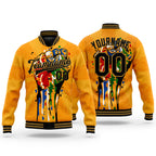 Custom Gold Black-Old Gold Black History Month 3D Pattern Design Bomber Full-Snap Varsity Letterman Jacket