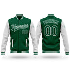 Custom Kelly Green White Bomber Full-Snap Varsity Letterman Two Tone Jacket