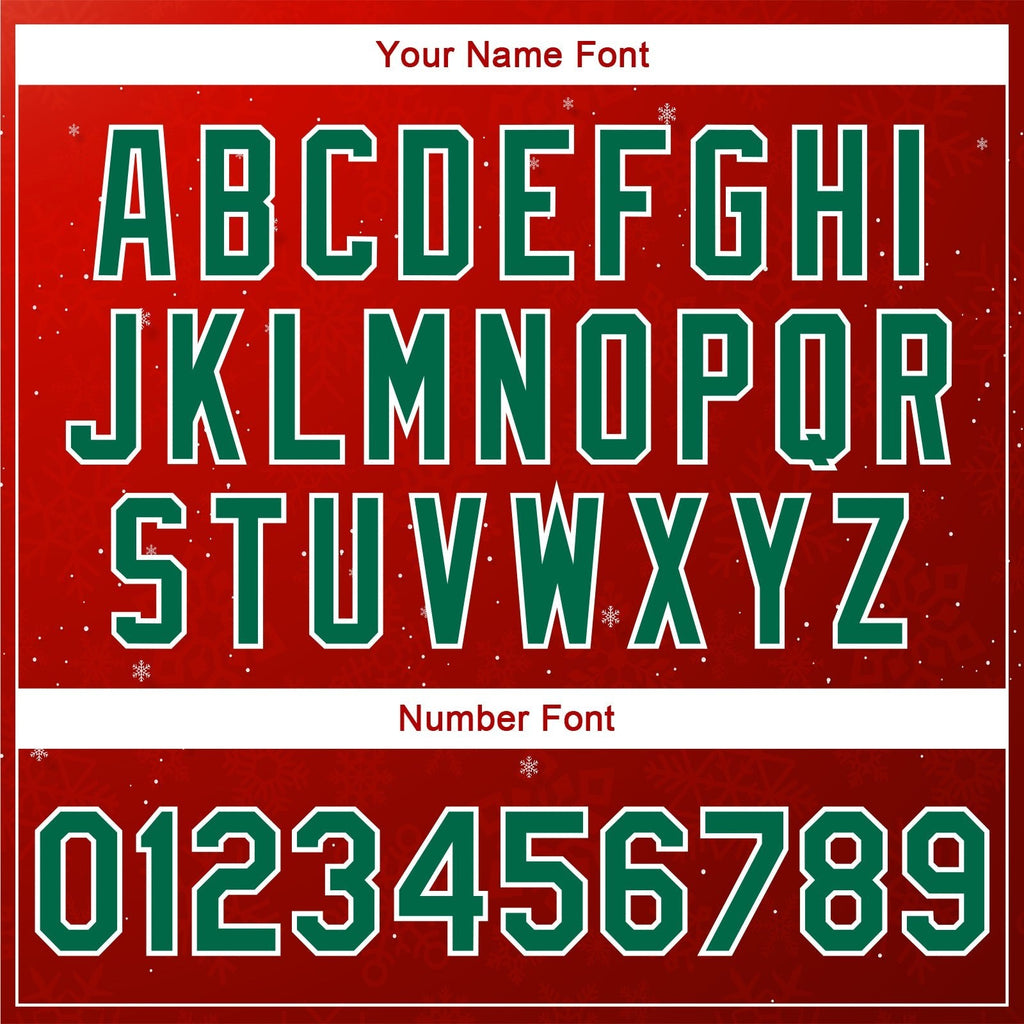 Custom Red Kelly Green-White Christmas 3D Bomber Full-Snap Varsity Letterman Jacket photo 6