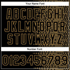 Custom Black Old Gold Halftone 3D Pattern Design Bomber Full-Snap Varsity Letterman Jacket photo 6