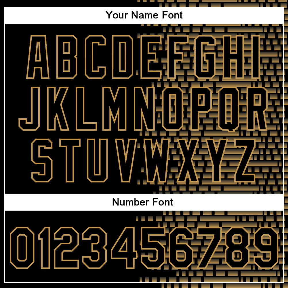 Custom Black Old Gold Halftone 3D Pattern Design Bomber Full-Snap Varsity Letterman Jacket photo 6
