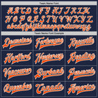 Custom Navy Orange-White Bomber Full-Snap Varsity Letterman Two Tone Jacket photo 5