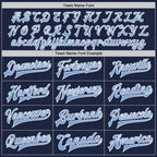 Custom Navy Light Blue-White Bomber Full-Snap Varsity Letterman Two Tone Jacket photo 5