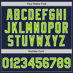 Custom Navy Neon Green-White Bomber Full-Snap Varsity Letterman Two Tone Jacket photo 6