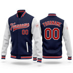 Custom Navy Red-White Bomber Full-Snap Varsity Letterman Two Tone Jacket