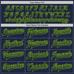 Custom Navy Cream-Neon Green Bomber Full-Snap Varsity Letterman Two Tone Jacket photo 5