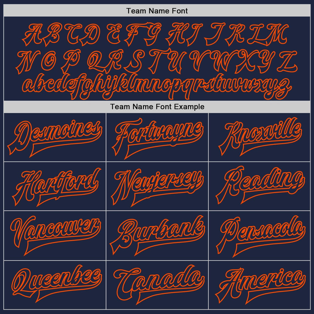 Custom Navy Orange Bomber Full-Snap Varsity Letterman Two Tone Jacket photo 5