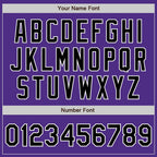 Custom Purple Black-White Bomber Full-Snap Varsity Letterman Two Tone Jacket photo 6