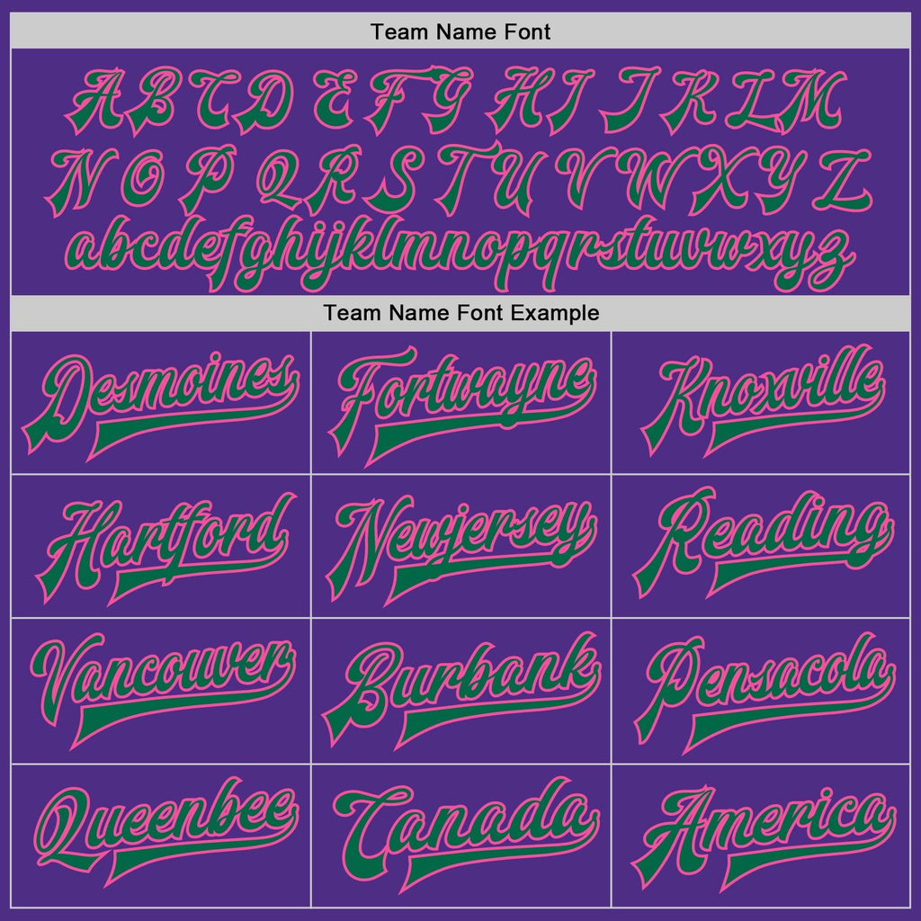 Custom Purple Kelly Green-Pink Bomber Full-Snap Varsity Letterman Two Tone Jacket photo 5