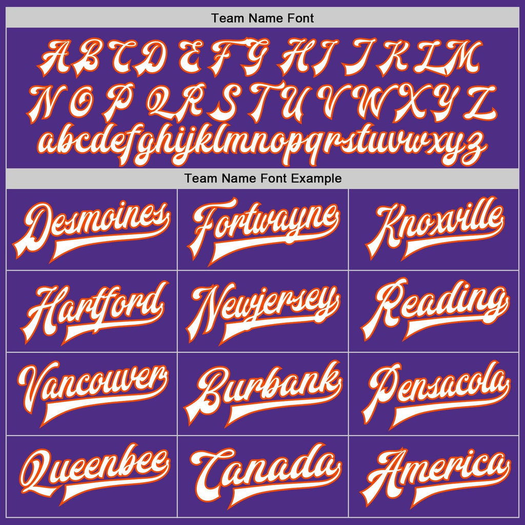 Custom Purple White-Orange Bomber Full-Snap Varsity Letterman Two Tone Jacket photo 5