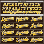 Custom Brown Gold-White Bomber Full-Snap Varsity Letterman Two Tone Jacket photo 5