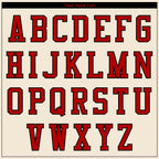 Custom Cream Red-Black 3D Pattern Design Bomber Full-Snap Varsity Letterman Jacket photo 5