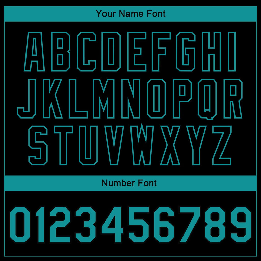 Custom Black Teal 3D Pattern Design Bomber Full-Snap Varsity Letterman Jacket photo 6