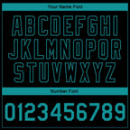 Custom Black Teal 3D Pattern Design Bomber Full-Snap Varsity Letterman Jacket photo 6