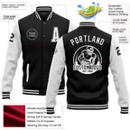 Custom Black White Bomber Full-Snap Varsity Letterman Two Tone Jacket photo 5