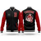 Custom Black Red-White Bomber Full-Snap Varsity Letterman Two Tone Jacket