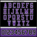 Custom Black Purple-White Bomber Full-Snap Varsity Letterman Two Tone Jacket photo 6