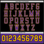 Custom Black Purple-Gold Bomber Full-Snap Varsity Letterman Two Tone Jacket photo 6