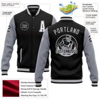 Custom Black White-Gray Bomber Full-Snap Varsity Letterman Two Tone Jacket photo 5