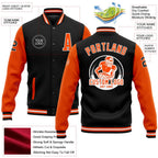 Custom Black Orange-White Bomber Full-Snap Varsity Letterman Two Tone Jacket photo 5