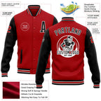Custom Red Black-White Bomber Full-Snap Varsity Letterman Two Tone Jacket photo 5