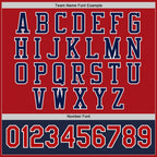Custom Red Navy-White Bomber Full-Snap Varsity Letterman Two Tone Jacket photo 5