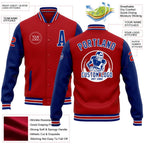 Custom Red Royal-White Bomber Full-Snap Varsity Letterman Two Tone Jacket photo 5