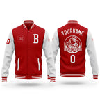 Custom Red White Bomber Full-Snap Varsity Letterman Two Tone Jacket