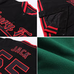 Custom Kelly Green Cream-Black Bomber Full-Snap Varsity Letterman Two Tone Jacket photo 4