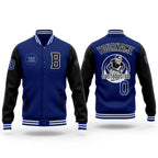 Custom Royal Black-White Bomber Full-Snap Varsity Letterman Two Tone Jacket